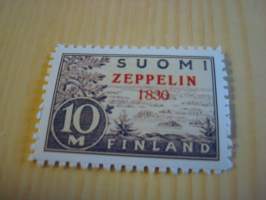 Suomi, 10 markkaa, &quot;Zeppelin 1830&quot;. Huom. tämä on replika aidosta postimerkistä, ei siis aito.