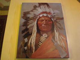 Intiaanipäällikkö Sitting Bull, Istuva Härkä, canvastaulu, koko 30 cm x 40 cm. Teen näitä vain 50 numeroitua kappaletta. Yksi heti valmiina lähetettäväksi.