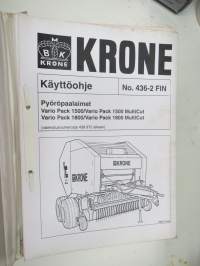 Krone Pyöröpaalaimet  Vario Pack 1500 / Multicut, Vario Pack 1800 / Multicut valmistunumerosta 438 972 alkaen -käyttöohjekirja (nr 436-2 FIN)