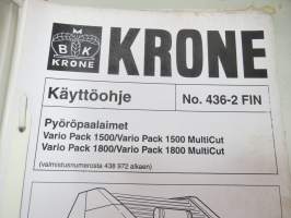 Krone Pyöröpaalaimet  Vario Pack 1500 / Multicut, Vario Pack 1800 / Multicut valmistunumerosta 438 972 alkaen -käyttöohjekirja (nr 436-2 FIN)