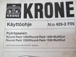 Krone Pyöröpaalain Round Pack 1250 / Multicut, Round Pack 1550 / Multicut valmistunumerosta 433 647 alkaen -käyttöohjekirja (nr 429-2 FIN)