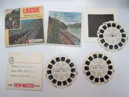 View-Master B489 - Lassie Rides the Log Flume -englanninkielinen kuvakiekkosarja, sisältää tarinavihkon -reel set