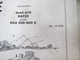 Väderstad Rapid Seed drill series 500-800 S nr 12000-, instructions in english kylvökone, käyttöohjekirja englanniksi