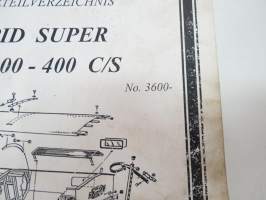 Väderstad Rapid Super RD 300 - 400 C/S nr. 3600-  Reservdelskatalog / Spare parts list / Ersatzteilverzeichnis -varaosaluettelo