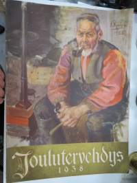 Joulutervehdys 1938 - Suomen Punainen Risti joulujulkaisu, kuvittajina mm. Alf Danning, Erkki Koponen, Unto Kaipainen, artikkelit mm. Nicolai Guérard