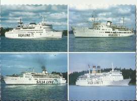 Ms Fennia, Birger Jarl, Svea Jarl ja Bore Star  - laivakortti, laivapostikortti kulkematon