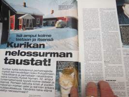 Alibi 2001 nr 3, Kurikan nelossurma - Isä ampui kolme lasta ja itsensä, Tulilahden rikostutkijan haastattelu, Kenneth Salutskij rötöstelee, Huumekunnat, ym.