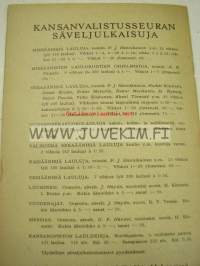Miesäänisiä lauluja Sortavalan laulujuhliin 1926.