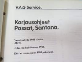 Volkswagen &amp; Audi Service - Korjausohjeet Volkswagen Passat, Santana vuosimallista 1981 lähtien, Alusta -service booklet