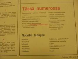 Taitaja 1964 nr 1, Skil kuviosaha, teko-ohjeet: Keinulauta,  kehto, nukkekodin puutarhakalusto,  mahakelkka, potkulauta Stabo Carrera pienoisautorata esiteltynä