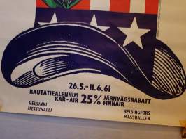 Amerikka tänään. Amerika idag. Helsinki Messuhalli 25.5. - 11.6.1961 - juliste. Design James Valkus