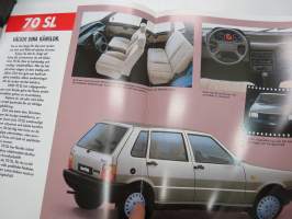 Fiat Uno 45 Fire, 60 S, 70 SL -myyntiesite ruotsiksi / brochure in swedish