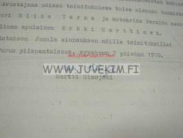 Maarian seurakunnan kirkkoherran virkaaanasettaminen ja piispantarkastus 1970, Unto Ilmari Tolvas -allekirjoitus arkkipiispa Martti Simojoki