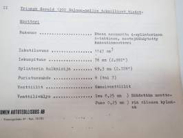 Triumph henkilöautot Herald, Vitesse, Kuriiri, 2000, TR4, Spitfire, ym. - Oy Suomen Autoteollisuus Ab:n tuomien mallien huoltotiedotuksia, tekn tietoja vv. 1962-1966