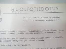 Triumph henkilöautot Herald, Vitesse, Kuriiri, 2000, TR4, Spitfire, ym. - Oy Suomen Autoteollisuus Ab:n tuomien mallien huoltotiedotuksia, tekn tietoja vv. 1962-1966