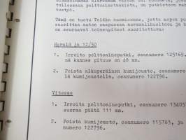 Triumph henkilöautot Herald, Vitesse, Kuriiri, 2000, TR4, Spitfire, ym. - Oy Suomen Autoteollisuus Ab:n tuomien mallien huoltotiedotuksia, tekn tietoja vv. 1962-1966