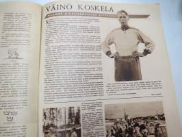 Suomen Kuvalehti 1949 nr 32, 13.8.1949, Raahe 300-vuotias, Maata ja vettä siirtolaiskalastajille, Juoksija Väinö Koskela, Raumalevy, Hellas Bueno kaakaojauhe, ym.