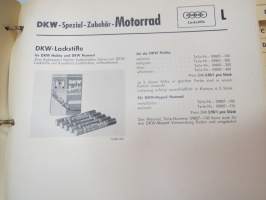 DKW Spezial-Zubehör für Motorräder, Roller und Moped -tarvikeluettelo moottoripyörät, skootterit, mopedit
