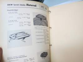 DKW Spezial-Zubehör für Motorräder, Roller und Moped -tarvikeluettelo moottoripyörät, skootterit, mopedit