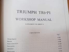 Triumph TR6-PI Workshop Manual Supplement -korjaamokirjan lisäosa
