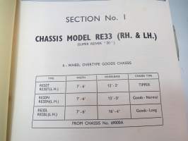 Albion Goods Vehicles - Spre Parts for Model RE33 (Super Reiver) from chassis nr. 69000A... List nr  I, May 1967 -varaosaluettelo