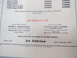 Rover 80 and 100 Parts Catalogue -varaosaluettelo