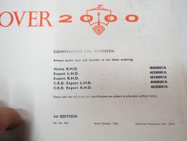 Rover 2000 Parts Catalogue -varaosaluettelo