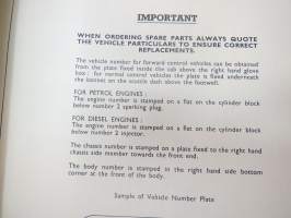 Morris 3-ton, 5-ton series 3 Service Parts List volume I -varaosaluettelo