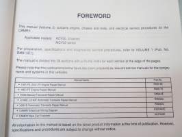 Toyota Camry ACV3 series, MCV30 Series Repair Manual volume 2, Aug. 2001 -korjaamokirja