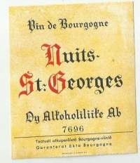 Nuits St Georges   nr 7696 taatusti alkuperäistä Bourgogne-viiniä - viinaetiketti viinietiketti / Frencellin kivipaino