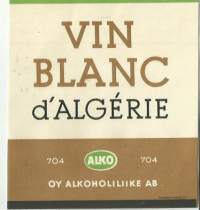 Vin Blanc dÁlgerie nr 704 - viinaetiketti viinietiketti / Frencellin kivipaino