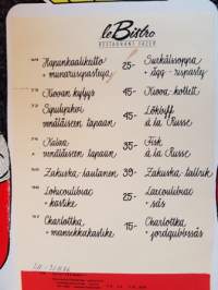 le Bistro menu, marraskuu 1986