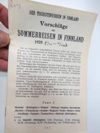 Vorschläge für Sommerreisen in Finnland 1928 -saksankielinen 1920-luvun alkupuolen matkailuesite