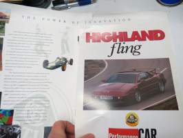 Lotus-kansio jossa Highland fling magazine ja lehdistötiedotteita -myyntiesite / brochure