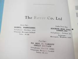 Rover 3 Litre Saloon and Coupé Parts Catalogue -varaosaluettelo