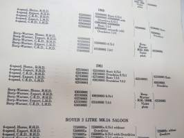 Rover 3 Litre Saloon and Coupé Parts Catalogue -varaosaluettelo