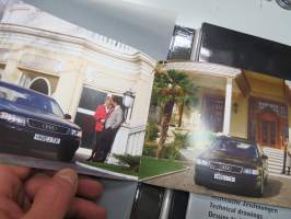 Audi A8 1994 Presse Information -press kitt -mallin lanseeraus- / esittelykansio, mukana 21 pressikuvaa
