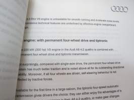 Audi A8 1994 Presse Information -press kitt -mallin lanseeraus- / esittelykansio, mukana 21 pressikuvaa