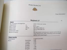 Maybach 57, 62 - The Automobiles - Paris Motor Show 2002 -esittely- / lanseerauskansio pressikuvineen ym. -press kit