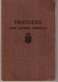 Todistuskirja/  Turun kaupungin kansakoulut 1911-  alkaen . Todistus  2.5   vuoden  ajalta  Astrid Alice Jaloselle.
