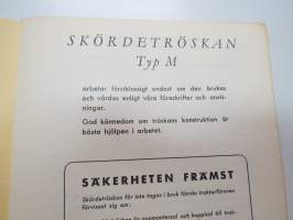Westeråsmaskiner 5-fots skördetröska Typ M Instruktionsbok -käyttöohjekirja ruotsiksi