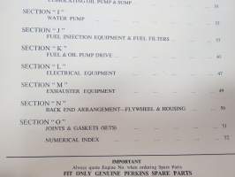 Perkins Diesel Engines Spare Parts List P4 Mk. 3N Vehicle Engines, commencing engine number 34407 Parts Catalogue -varaosaluettelo