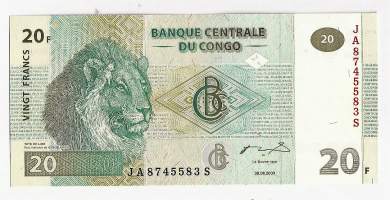 Kongo 20 Francs 2003 -  seteli