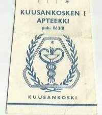 Kuusankosken Apteekki Kuusankoski- resepti signatuuri  1959