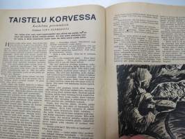 Hakkapeliitta 1943 nr 36, Sumunheitin Saksan uusin &quot;salainen ase&quot;, Partisaanien uhrien hautajaiskuva, Neuvostolan myrskyisssä - suomalaiskohtaloita, Uudisrakentaja