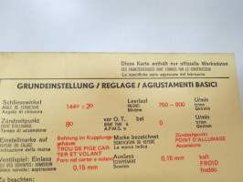 Citroën Ami 8 (AM 3) 1969 Sun Electric Corporation -säätöarvokortti, monikielinen -technical specifications, multilingual