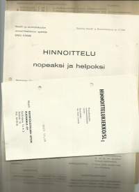 Hotelli ja ravintola hinnoittelukiekko 1966 - esite