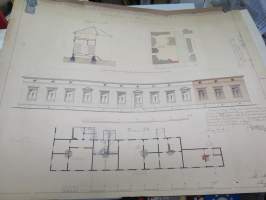 Ritning öfver tillbyggnad... Ryska kyrkogatan &amp; Hantverkaregatan (Yliopistonkatu &amp; Käsityöläiskatu, Turku) -rakennuspiirustukset v. 1891, piirtänyt Aug. Helenius