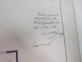 Ritning till port och plank samt planförändring öfver... Ryska kyrkogatan &amp; Hantverkaregatan (Yliopistonkatu &amp; Käsityöläiskatu, Turku) 1892 piirtänyt Aug. Helenius