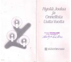 Yrityslogo  kerääjille. Turin säästöpankin jouluterveiset V. 1983.